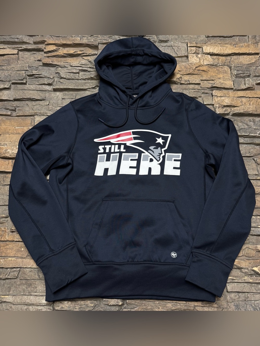 New England Patriots Hoodie Sweatshirt Men Small Navy Blue 47 Brand Pullover NFL